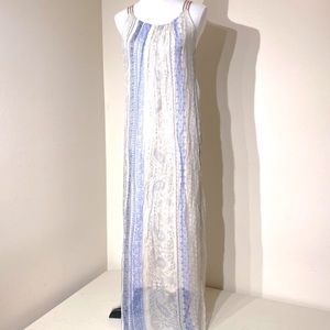 Angela Mara Maxi Dress made White & Blue Print size S